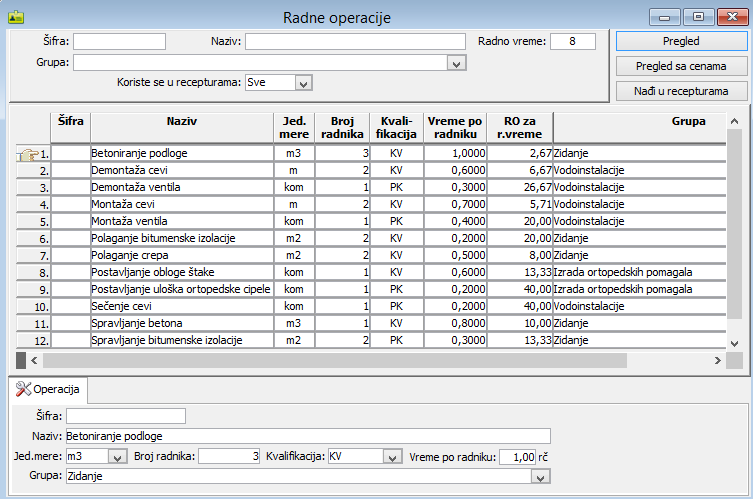 Radne operacije